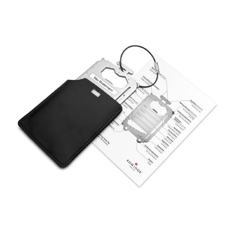 Bagagelabel met multitool als handige reisgenoot