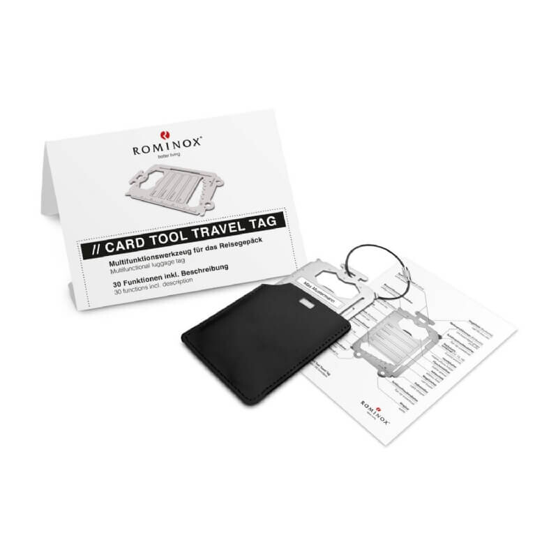 Bagagelabel met multitool als handige reisgenoot