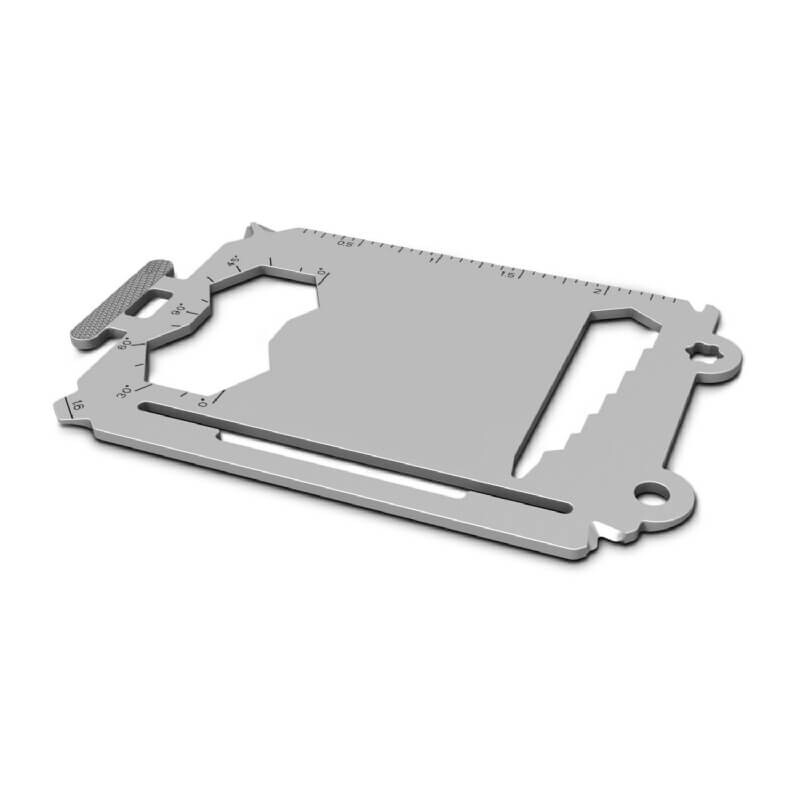 Bagagelabel met multitool als handige reisgenoot