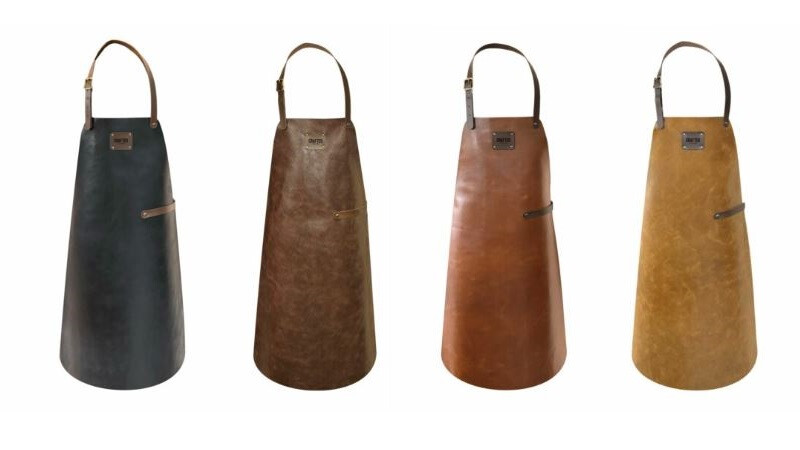 Lederen schort met logo