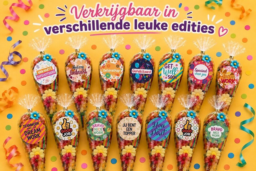 Puntzak gevuld met snoep met eigen logo